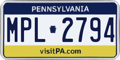 PA license plate MPL2794