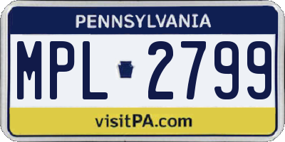 PA license plate MPL2799