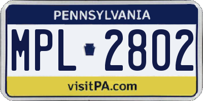 PA license plate MPL2802