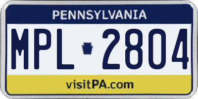 PA license plate MPL2804