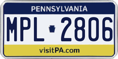 PA license plate MPL2806