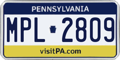PA license plate MPL2809