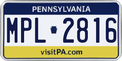 PA license plate MPL2816