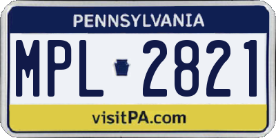 PA license plate MPL2821