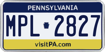 PA license plate MPL2827
