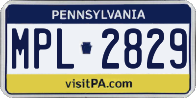 PA license plate MPL2829