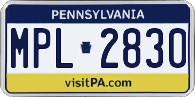 PA license plate MPL2830