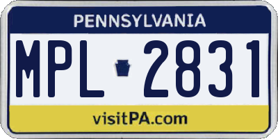PA license plate MPL2831