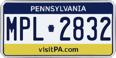 PA license plate MPL2832