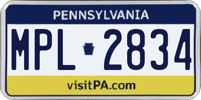 PA license plate MPL2834