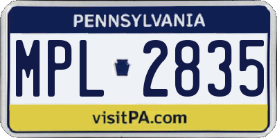 PA license plate MPL2835