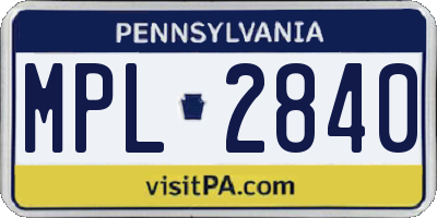 PA license plate MPL2840