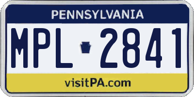 PA license plate MPL2841