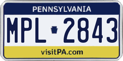 PA license plate MPL2843