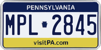 PA license plate MPL2845