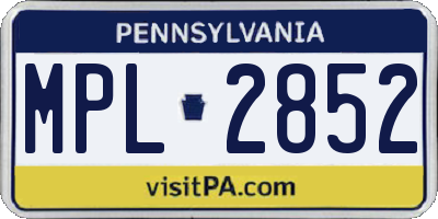 PA license plate MPL2852