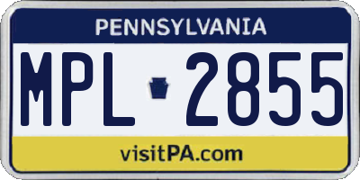 PA license plate MPL2855