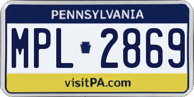 PA license plate MPL2869