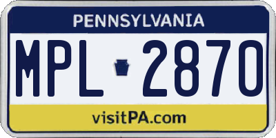 PA license plate MPL2870
