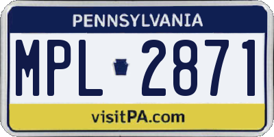 PA license plate MPL2871
