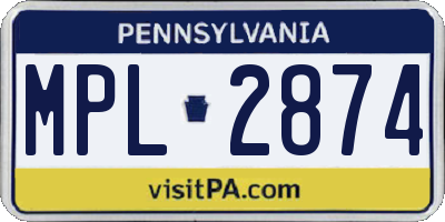 PA license plate MPL2874