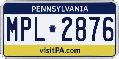 PA license plate MPL2876