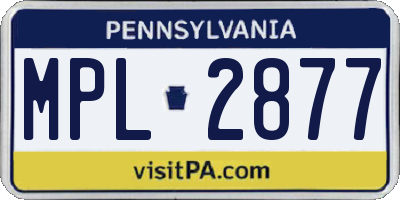 PA license plate MPL2877
