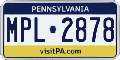 PA license plate MPL2878