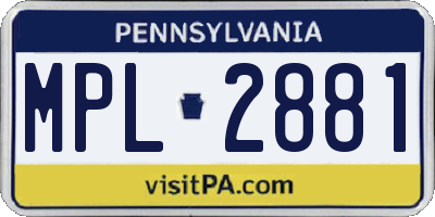 PA license plate MPL2881