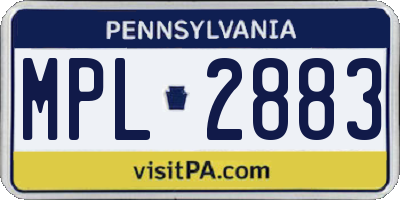 PA license plate MPL2883