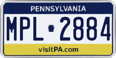 PA license plate MPL2884