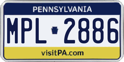 PA license plate MPL2886