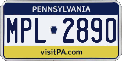 PA license plate MPL2890