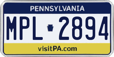 PA license plate MPL2894