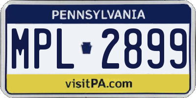 PA license plate MPL2899