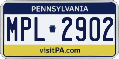 PA license plate MPL2902