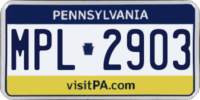 PA license plate MPL2903