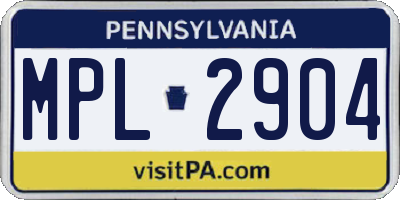 PA license plate MPL2904