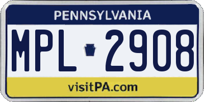 PA license plate MPL2908