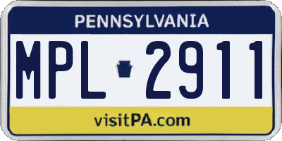 PA license plate MPL2911