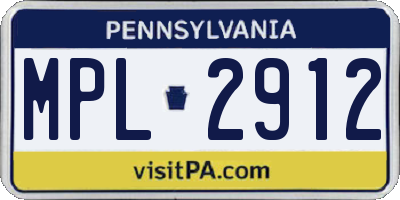 PA license plate MPL2912