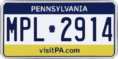 PA license plate MPL2914