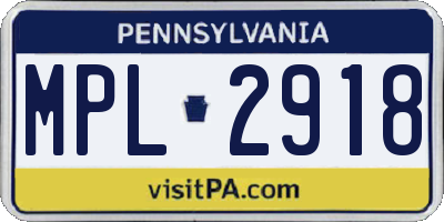 PA license plate MPL2918