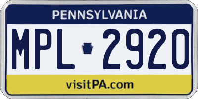 PA license plate MPL2920