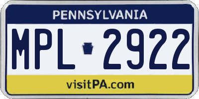 PA license plate MPL2922