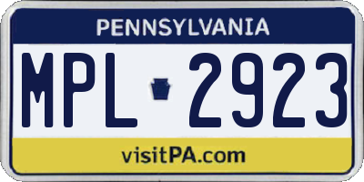 PA license plate MPL2923
