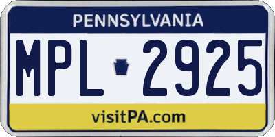 PA license plate MPL2925