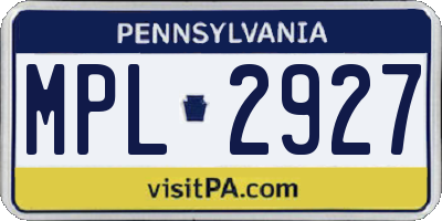 PA license plate MPL2927