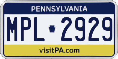 PA license plate MPL2929