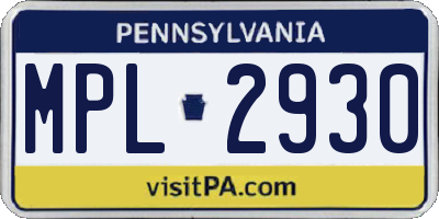 PA license plate MPL2930